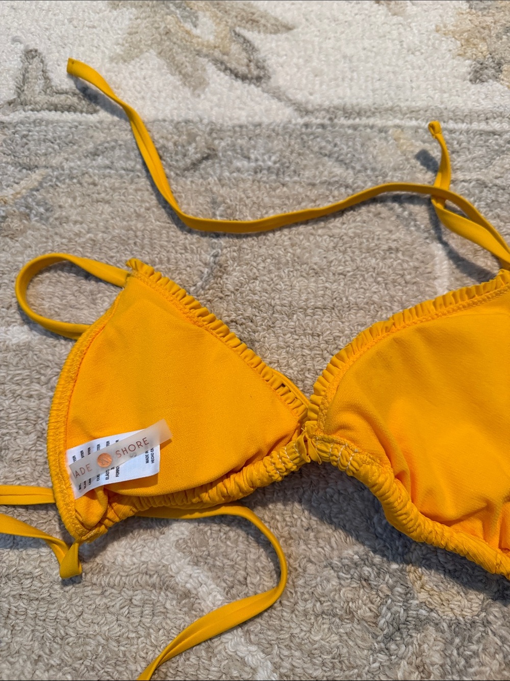 Shade & Shore Yellow Ribbed Triangle Bikini Top - Picture 2 of 2